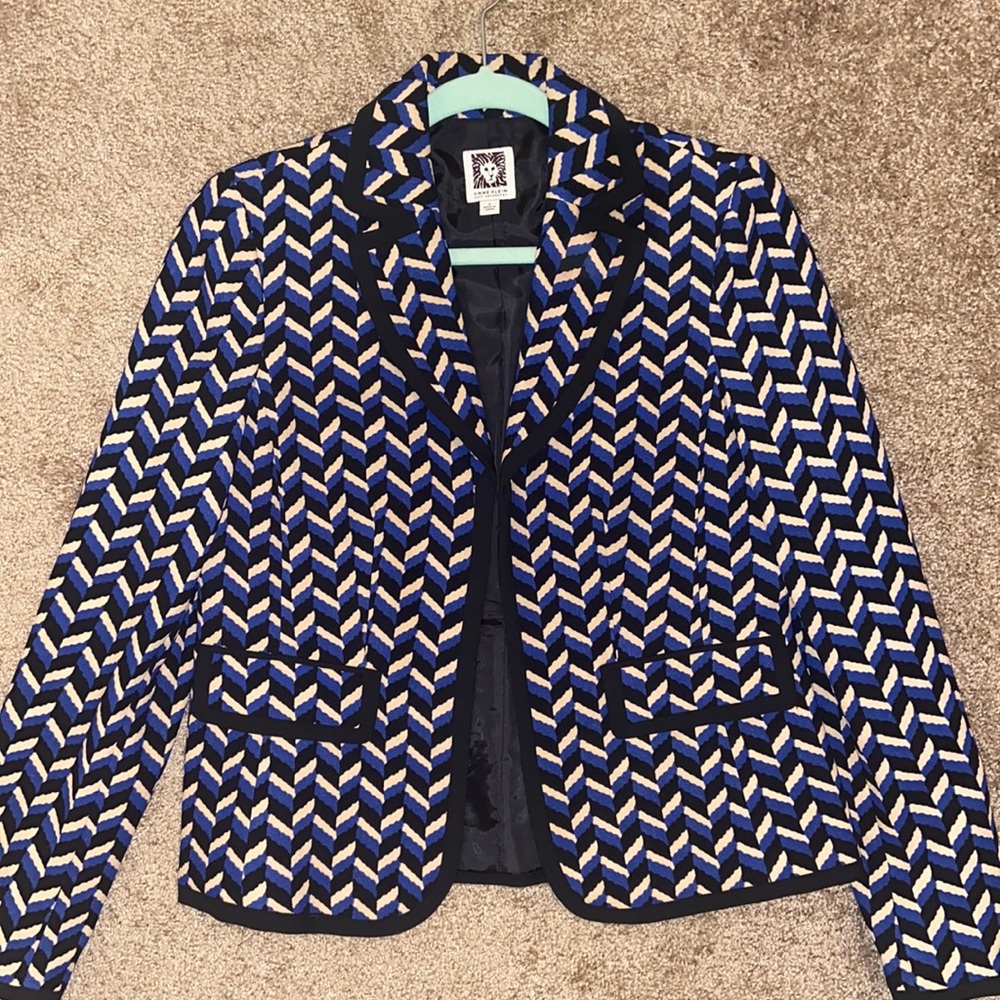 Striped Blazer (multi-color: black, blue, yellow)
